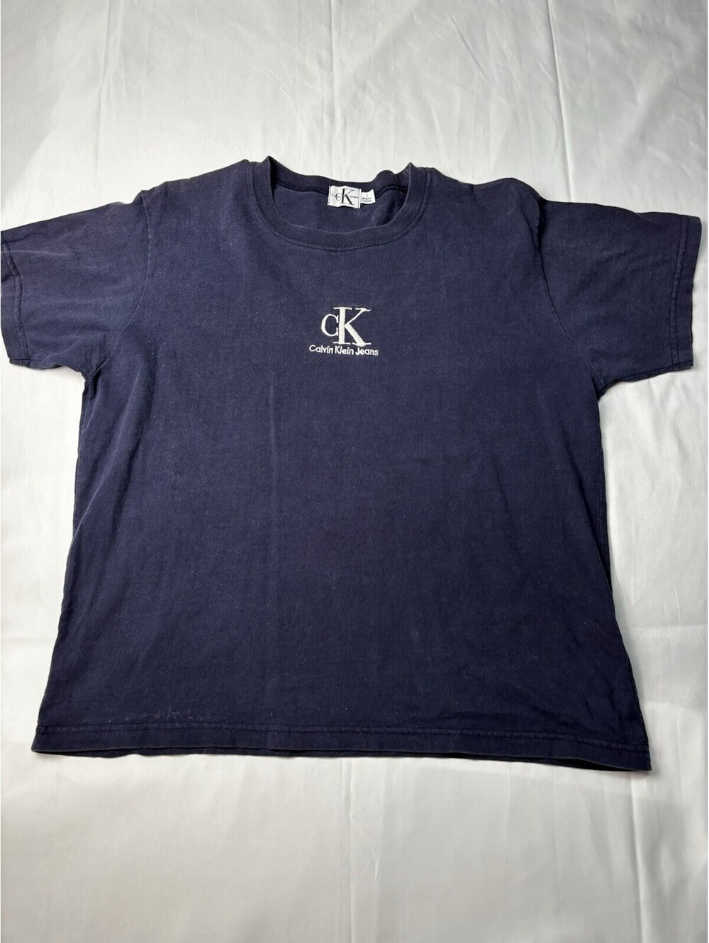 Calvin Klein Jeans Vintage Logo Navy Blue T-Shirt Large Made